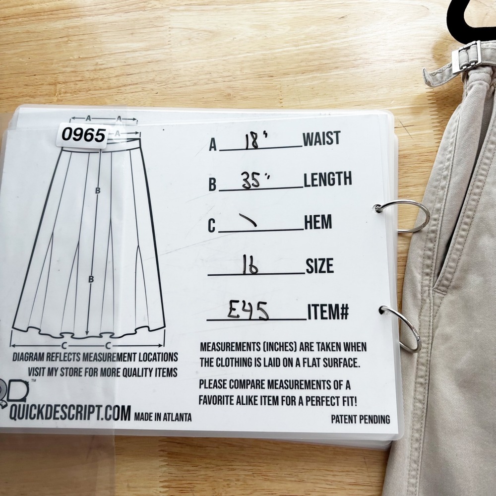 Y2K Lauren Ralph Lauren Cotton Button Front Midi Skirt Size 16 Khaki Cinch Side - Picture 2 of 11